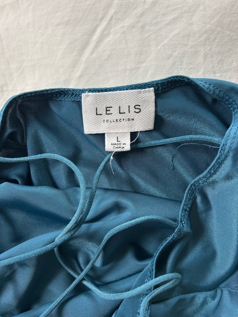 Teal Blue Stringy Back Bodysuit - Picture 3 of 4